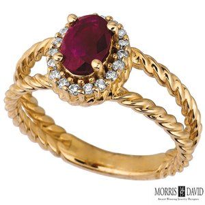 1.05 Carat Natural Ruby & Diamond Oval Ring